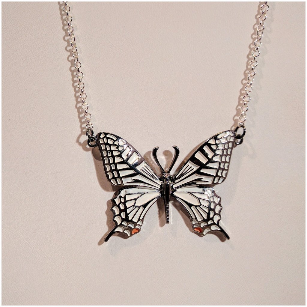 White butterfly necklace clearance