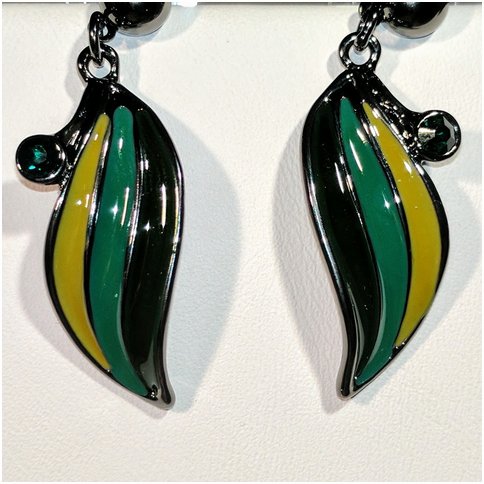 Green, Yellow, Black Earrings