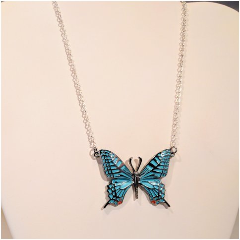 Blue Single Butterfly Necklace