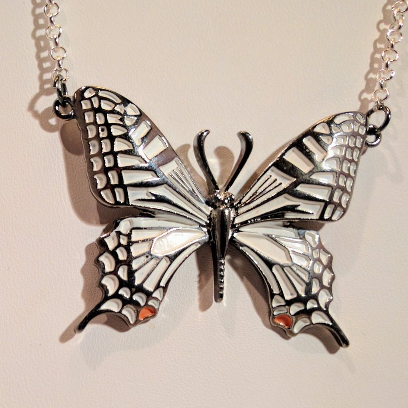 White Single Butterfly Necklace