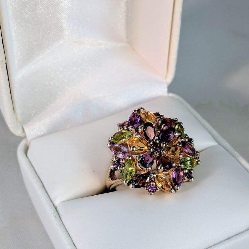 Multicolor Cluster Gem Ring