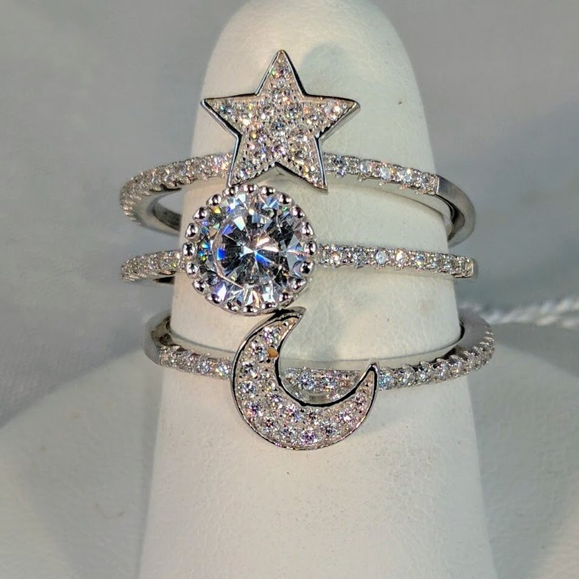 Swarovski Crystal Interlocking Star Sun and Moon