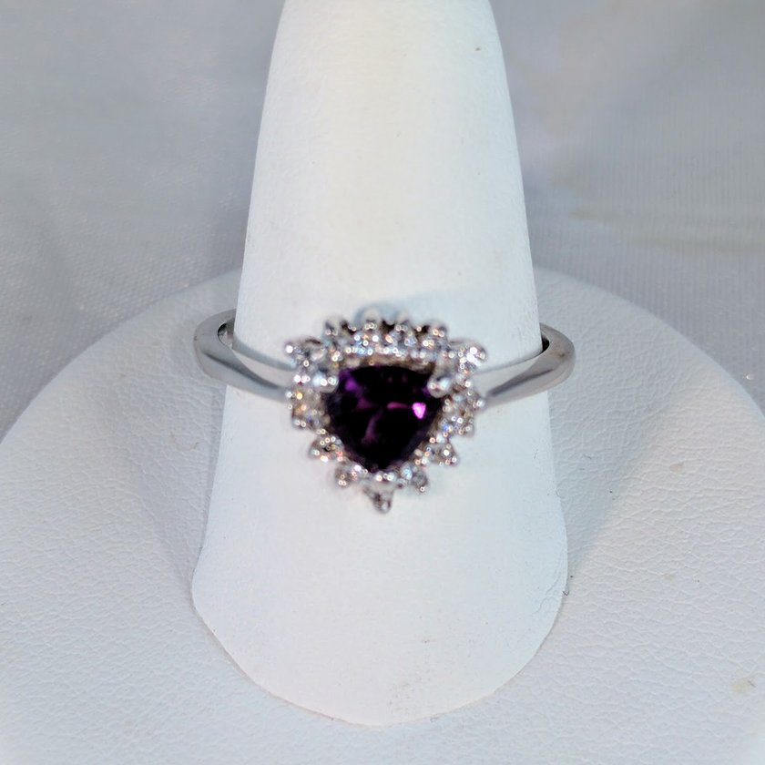 Amethyst Trillon Shape with CZ