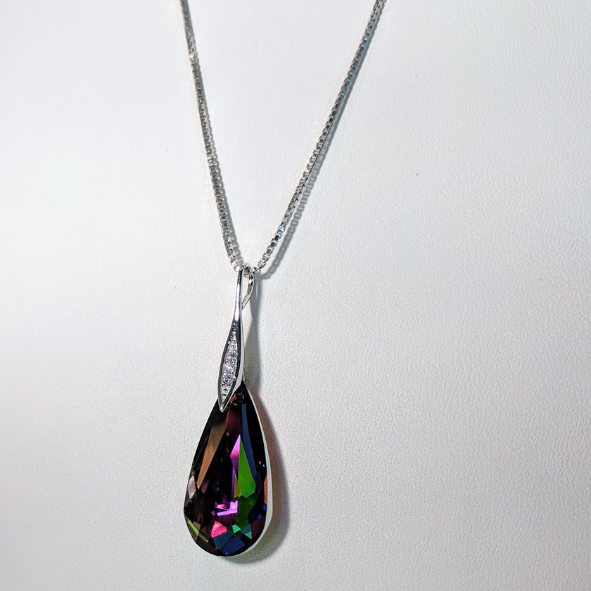 Multi Color Pear Shaped Swarovski Necklace