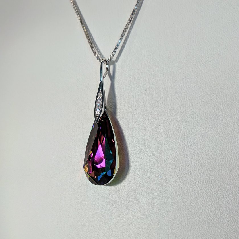 Multi Color Pear Shaped Swarovski Necklace