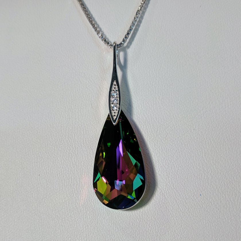 Multi Color Pear Shaped Swarovski Necklace