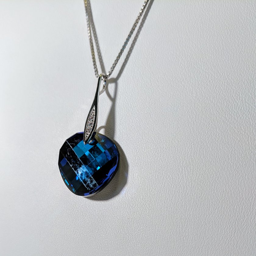 Blue Round Swarovski Crystal Necklace