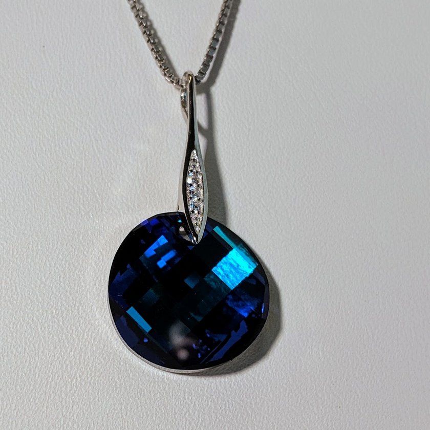 Blue Round Swarovski Crystal Necklace