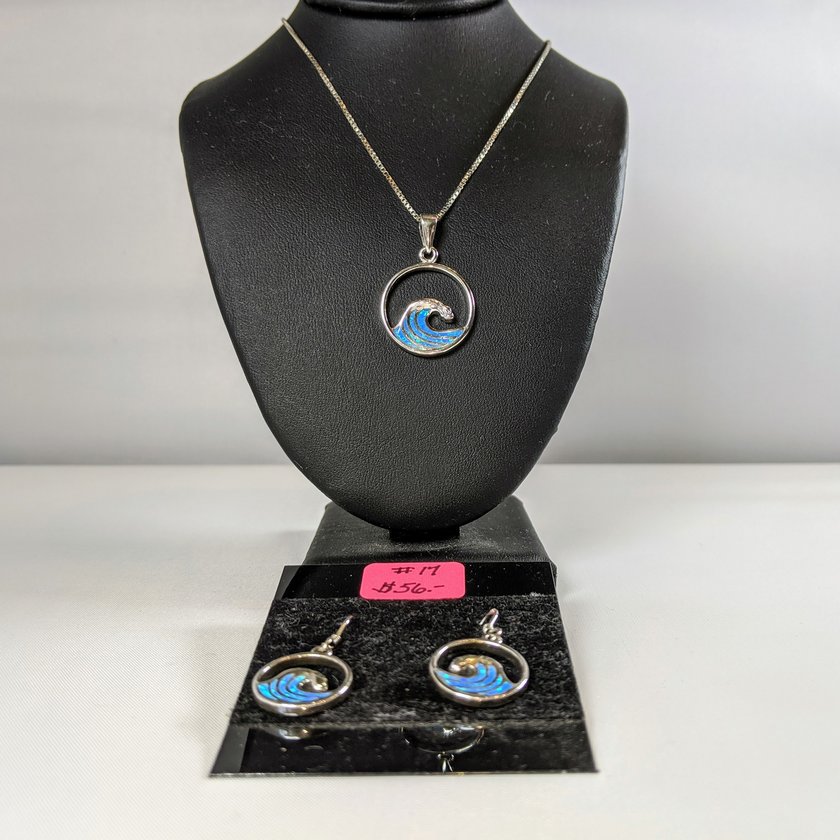 #16 Opal Wave Sterling Necklace