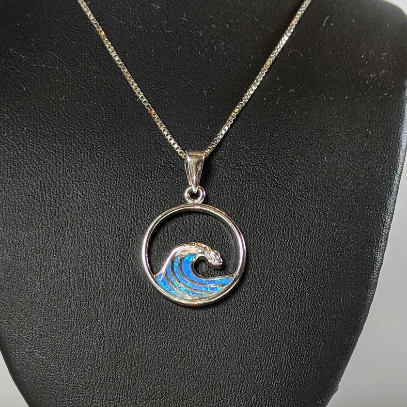 #16 Opal Wave Sterling Necklace